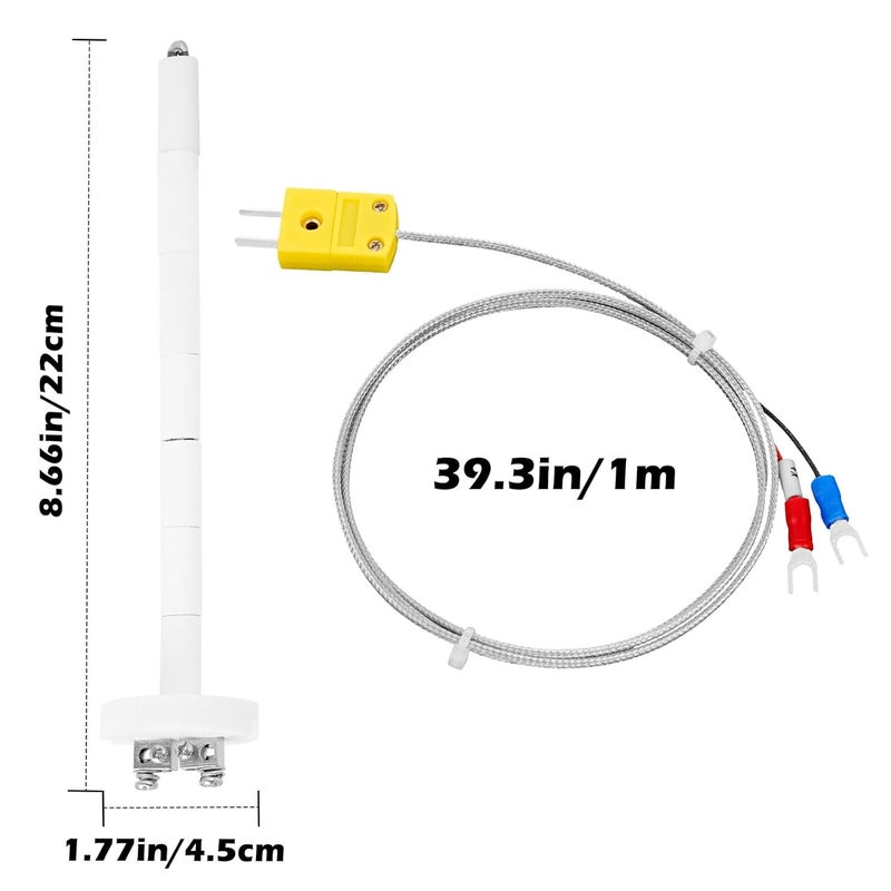 Lioaeust K-Type Thermocouple Block Ceramic Kiln Insulator Kiln Sensor Probe Measuring Temperature 32 to 2372 °F(0 to 1300 °C) 3.3 FT Wire Extension F/C 11G High Tool - Image 5